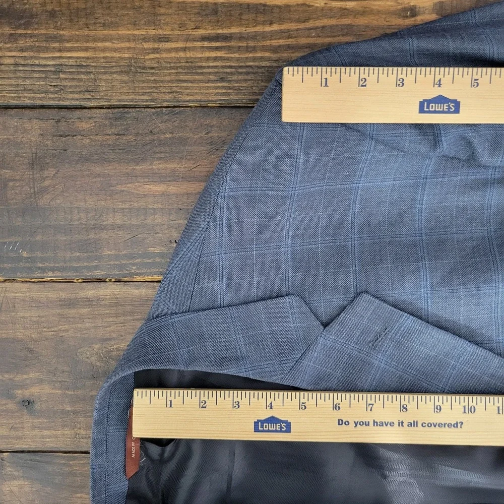 Oak‎ Hill Men's Sport Coat Blazer Two Button Blue Plaid Wool Size 54R